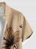 Chemise hawaïenne grande taille à imprimé hibiscus et coucher de soleil pour homme - Abricot 4XL