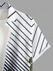 Plus Size Flower Leaf Branch Zig Zag Print Hawaii Button Pocket Shirt For Men -  