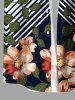 Plus Size Flower Leaf Branch Zig Zag Print Hawaii Button Pocket Shirt For Men -  