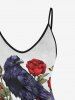 Plus Size Skull Rose Flower Crow Print Cami Top -  