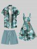 Plus Size Solid Hawaii Drawstring Pockets Beach Shorts For Men -  