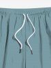 Plus Size Solid Hawaii Drawstring Pockets Beach Shorts For Men -  
