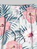 Plus Size Hibiscus Flowers Tropical Leaf Coconut Tree Print Hawaii Beach Shorts For Men -  
