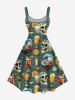 Plus Size Skulls Coconut Orange Juice Flowers Print Hawaii Tank Dress -  