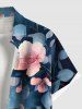 Plus Size Tie Dye Ombre Flowers Leaf Print Buttons Pocket Hawaii Shirt For Men -  