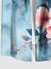 Plus Size Tie Dye Ombre Flowers Leaf Print Buttons Pocket Hawaii Shirt For Men -  