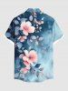 Plus Size Tie Dye Ombre Flowers Leaf Print Buttons Pocket Hawaii Shirt For Men -  