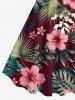 Robe débardeur hawaïenne grande taille à imprimé feuilles tropicales et fleurs d'hibiscus - Rouge foncé XS