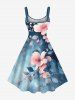 Robe débardeur hawaïenne grande taille à imprimé feuilles et fleurs ombré tie-dye - Bleu 4X