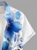 Plus Size Watercolor Flowers Print Buttons Pocket Hawaii Shirt For Men -  