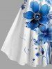 Robe débardeur hawaïenne grande taille à imprimé floral aquarelle - Bleu 3X