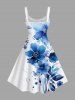 Robe débardeur hawaïenne grande taille à imprimé floral aquarelle - Bleu 3X