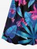 Robe camisole hawaïenne grande taille à imprimé tropical, fleurs, feuilles, papillons - Noir L