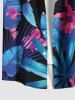 Plus Size Flowers Leaf Butterfly Tropical Print Buttons Pocket Hawaii Shirt For Men -  