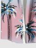Plus Size Coconut Tree Ombre Colorblock Print Buttons Pocket Hawaii Shirt For Men -  