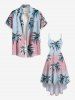 Plus Size Coconut Tree Ombre Colorblock Print High Low Hawaii Cami Dress -  