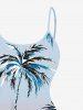 Plus Size Coconut Tree Ombre Colorblock Print High Low Hawaii Cami Dress -  