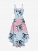 Plus Size Coconut Tree Ombre Colorblock Print High Low Hawaii Cami Dress -  