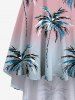 Plus Size Coconut Tree Ombre Colorblock Print High Low Hawaii Cami Dress -  
