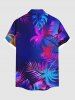 Plus Size Coconut Tree Tropical Leaf Print Buttons Pocket Hawaii Shirt For Men -  