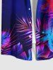 Plus Size Coconut Tree Tropical Leaf Print Buttons Pocket Hawaii Shirt For Men -  