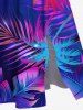 Robe mi-longue hawaïenne fendue à imprimé feuilles tropicales et cocotiers grande taille - Pourpre  5X