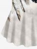 Plus Size Ethnic Feather Clock Tie Dye Print T-shirt -  