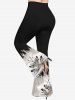 Pantalon évasé grande taille à imprimé ethnique plumes et horloge tie-dye - Noir 6X