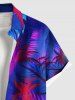 Tenue de plage hawaïenne assortie grande taille à imprimé feuilles tropicales de cocotier pour couples - Pourpre  
