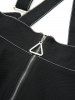 Ruched Bust Elastic Waist Top and Zipper Lace Up Topstitching Crisscross A Line Suspender Skirt Plus Size Outfit -  