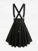 Ruched Bust Elastic Waist Top and Zipper Lace Up Topstitching Crisscross A Line Suspender Skirt Plus Size Outfit -  