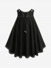 Ruched Bust Elastic Waist Top and Zipper Lace Up Topstitching Crisscross A Line Suspender Skirt Plus Size Outfit -  