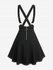 Ruched Bust Elastic Waist Top and Zipper Lace Up Topstitching Crisscross A Line Suspender Skirt Plus Size Outfit -  