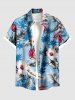 Tenue de plage hawaïenne assortie grande taille à imprimé fleurs d'hibiscus, feuilles et cocotiers pour couples - Bleu clair 