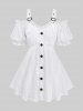 Jacquard Embroidery Pointelle Hollow Out Top and Lace Up Crisscross A Line Suspender Skirt Plus Size Outfit -  