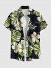 Matching Hawaii Shirt and Romper Plus Size Beach Outfit Tropical Leaf Hibiscus Flower Print For Couples -  