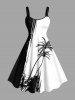 Colorblock Coconut Tree Cliff Print Plus Size Matching Hawaii Beach Outfit For Couples -  
