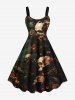 Skulls Rose Flower Cloud Print Plus Size Matching Hawaii Beach Outfit For Couples -  