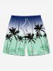 Coconut Tree Ombre Colorblock Print Plus Size Matching Hawaii Beach Outfit For Couples -  