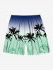 Coconut Tree Ombre Colorblock Print Plus Size Matching Hawaii Beach Outfit For Couples -  