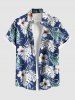 Tenue de plage hawaïenne assortie grande taille à imprimé feuilles tropicales et fleurs d'hibiscus pour couples - Bleu 