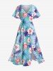 Tropical Leaf Hibiscus Flower Print Plus Size Matching Hawaii Beach Outfit For Couples -  