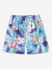 Tropical Leaf Hibiscus Flower Print Plus Size Matching Hawaii Beach Outfit For Couples -  