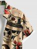 Plus Size Skull Flower Snake Cactus Print Hawaii Western Cowboy Style Shirt For Men -  