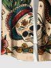 Tenue de plage assortie style cowboy hawaïen grande taille, motif tête de mort, fleur, serpent, cactus, pour couple - café lumière 