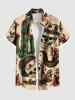 Tenue de plage assortie style cowboy hawaïen grande taille, motif tête de mort, fleur, serpent, cactus, pour couple - café lumière 