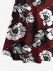 Tenue de plage hawaïenne assortie grande taille à imprimé fleurs et feuilles pour couples - Rouge foncé 