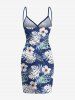 Plus Size Hibiscus Flowers Tropical Leaf Print Convertible Beach Cover -  