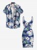 Plus Size Hibiscus Flowers Tropical Leaf Print Convertible Beach Cover -  