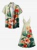 Robe camisole hawaïenne à surplis et imprimé tropical de fleurs d'hibiscus et de feuilles, grande taille - Vert clair 6X
